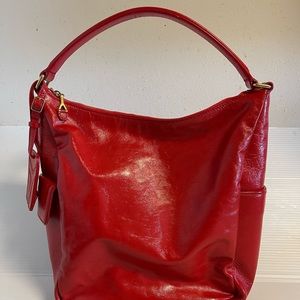 YSL patent leather hobo bag